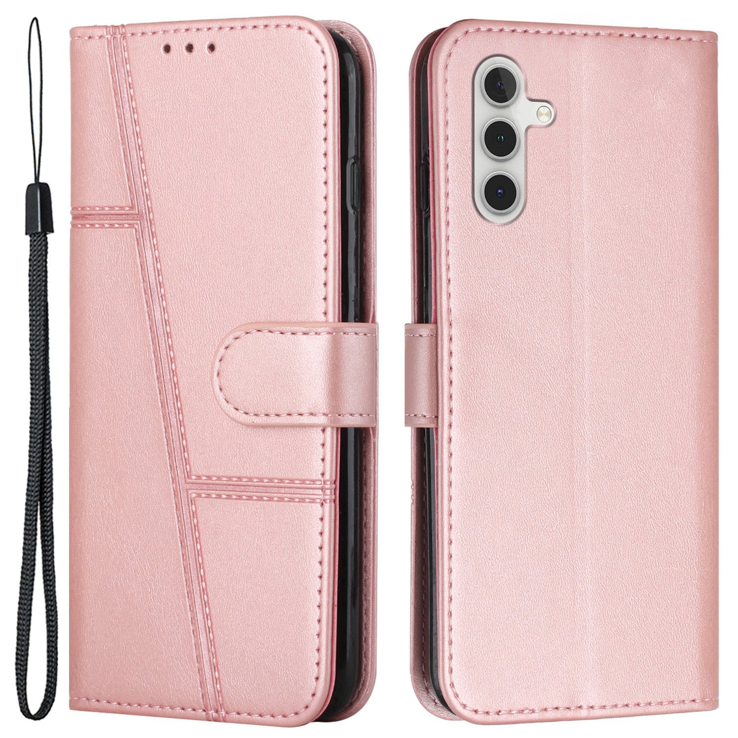 For Samsung Galaxy S23 FE Protective Phone Case PU Leather Stand Wallet Cover with Strap For Samsung Galaxy S23 FE Protective Phone Case PU Leather Stand Wallet Cover with Strap